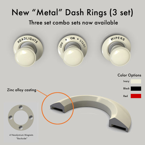3 Set "Metal" Dash Rings